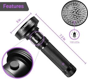 img 3 attached to 🔦 KOBRA UV Black Light Flashlight 100 LED - Premium UV Light and Blacklight for Home & Hotel Inspection, Pet Urine & Stains Detection - Ultra Intensity 18W 385-395nm LEDs Reveal Counterfeit Money, Leaks, Scorpions!