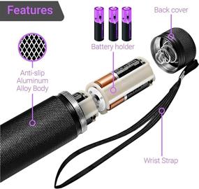 img 1 attached to 🔦 KOBRA UV Black Light Flashlight 100 LED - Premium UV Light and Blacklight for Home & Hotel Inspection, Pet Urine & Stains Detection - Ultra Intensity 18W 385-395nm LEDs Reveal Counterfeit Money, Leaks, Scorpions!