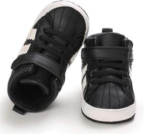 img 1 attached to 👟 BiBeGoi High Top Ankle Sneakers for Infant Boys and Girls - Soft Anti-Slip Sole, Lace-up PU Leather Moccasins for Newborns and Toddlers - First Walking Crib Shoes