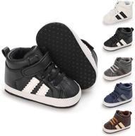 👟 bibegoi high top ankle sneakers for infant boys and girls - soft anti-slip sole, lace-up pu leather moccasins for newborns and toddlers - first walking crib shoes logo