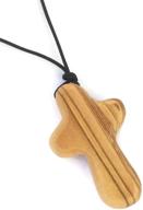 🌿 exquisite olive wood comfort cross pendant necklace - stylishly embrace serenity logo