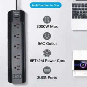 img 1 attached to 💡 Power Strip with 5 Outlets, 2-Prong to 3-Prong Outlet Adapter, USB Port (5V 3.4A), Surge Protector for 2-Prong devices