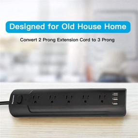 img 3 attached to 💡 Power Strip with 5 Outlets, 2-Prong to 3-Prong Outlet Adapter, USB Port (5V 3.4A), Surge Protector for 2-Prong devices