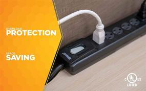 img 1 attached to 🔌 Woods 41496 Surge Protector: Overload Safety, 7 Outlets, 10 Ft Cord, 1440J Black Protection