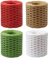 🎁 2624 feet christmas raffia ribbon - set of 4 rolls for gift packing, wrapping, diy crafts, holiday decoration - 656 feet each roll logo