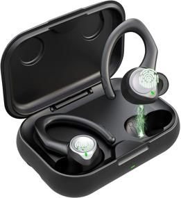 img 4 attached to 🎧 Wireless Earbuds 5.1 Bluetooth Headphones Sport - Detachable Earhooks, Noise Cancelling, Touch Control, 30H Playtime, Deep Bass, IP7 Waterproof - Ideal for Running Sport