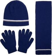 🧣 ultimate winter bundle: boys' two stripe knit hat, scarf and glove set for kids logo