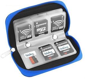 img 1 attached to Emoly Memory Card Holder Case - Perfect for SDHC and SD Cards - 8 Pages with 22 Slots - Blue