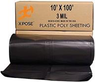 🌿 xpose safety heavy duty black poly sheeting - 10 x 100 feet, 3 mil thick black plastic tarp - waterproof vapor and dust protective equipment cover for agricultural, construction, and industrial use logo