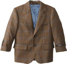 img 2 attached to 👦 Isaac Mizrahi's Black Label Wool Windowpane Blazer for Little Boys