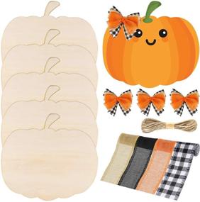 img 4 attached to 🎃 Unfinished Wood Pumpkin Cutout Set - 5Pcs, 11 Inch | Halloween & Thanksgiving Decorations, Fall Harvest Party Supplies | Perfect for Halloween Decor, Fall Pumpkin Decor, Thanksgiving Theme | Includes Ribbons