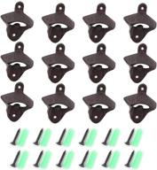 🍺 tebery 12-pack wall mounted cast iron bottle opener with screws - ideal for beer caps and coke bottles logo