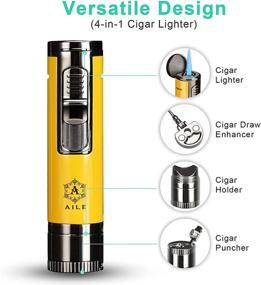 img 3 attached to 🚬 4-in-1 Windproof Cigar Tool Kit: Lighter, Puncher, Enhancer, Stand - Great Accessories for Cigar Enthusiasts (NOTGAS)