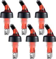 🍸 spirits 1oz liquor bottle pourers set of 6 - automatic alcohol pourer with measuring wine spouts, measured drink liquor pourers, quick shot measure pourer for wine cocktail dispenser - home bar gift (red) логотип