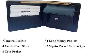 img 2 attached to BDGiant Leather Bifold Credit Sections Black Wallet: Sleek and Stylish Storage Solution