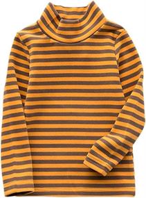 img 4 attached to JWWN Kids Winter Baselayer Turtleneck Thermal Striped 👕 Tee – Long Sleeve Warm Undershirt, 12 Months-7 Years