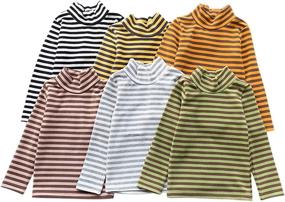 img 2 attached to JWWN Kids Winter Baselayer Turtleneck Thermal Striped 👕 Tee – Long Sleeve Warm Undershirt, 12 Months-7 Years