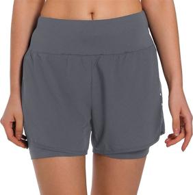 img 2 attached to 🏃 Ksmien Women's 2-in-1 Running Shorts with Phone Pockets - Lightweight Athletic Workout Gym Yoga Shorts Liner