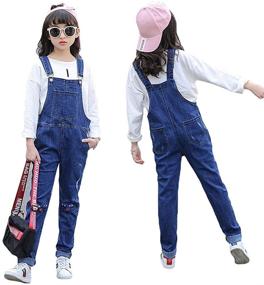 img 2 attached to Digirlsor Little Distressed Overalls Jumpsuit Girls' Clothing