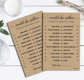 img 1 attached to 🌸 50-Sheet Kraft Rustic Bridal Wedding Shower or Bachelorette Party Game - 'Would She Rather' Game, Printed Engagement Rehearsal (Large Size Sheets)