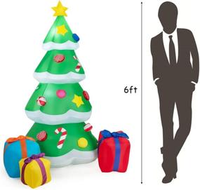img 1 attached to 🎄 Tangkula 6 FT Inflatable Christmas Tree - Illuminate your Christmas with 3 Gift Boxes, Air Blower and Stakes - Perfect Indoor and Outdoor Decoration for Home, Yard, Garden
