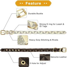 img 2 attached to 🎄 Classic Leather Dog Collar Set for Christmas and Thanksgiving - Check Pattern, Heavy Duty and Stylish - Ideal for Small to Medium Dogs