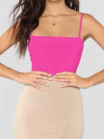 img 2 attached to 👚 MANGDIUP Women's Backless Camisole Bodysuit with Square Neck and Adjustable Spaghetti Straps