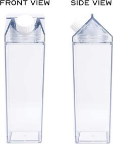 img 1 attached to 🥛 KARSADE 500ML Milk Carton Water Bottle - Clear, Durable, with 12 Stickers and Bag - Eco-Friendly Container Ideal for Travel, Sports, Camping, and Outdoors