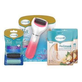 img 4 attached to Amope Pedi Perfect Spa Experience Pampering Pack with Electric Foot File, 2 Pairs of Macadamia Oil Foot Masks, and 2 Refills (Packaging May Vary)