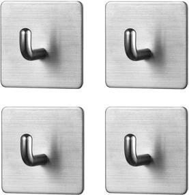 img 4 attached to 🧲 Sturdy Self Adhesive Hooks - Premium Stainless Steel, Waterproof Wall Hangers for Coats, Bags & More - Organize Your Home with Sticky Hooks (S3_4pack)
