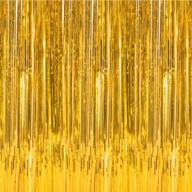 🎉 metallic foil fringe curtains - shimmering tinsel party curtains for photo booth, window, and door decorations - 1 piece of gold (3ftx8ft) логотип