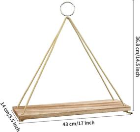 img 3 attached to 🪴 3-Pack Wooden Floating Wall Shelves by POZEAN - Boho Wall Decor for Bedroom, Living Room, Office - Hanging Plant Shelf Included with 6 Ropes, 3 Rings, Hooks, and Anchors