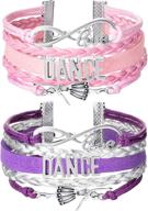 chuangdi girls dance bracelet - 2 piece set - charm bracelet for dance recital - adjustable gift for dancers logo