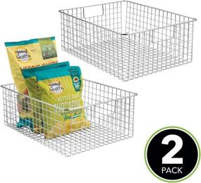 img 3 attached to 📦 mDesign Metal Wire Wide Food Storage Basket Organizer - Concerto Collection - 2 Pack - Chrome