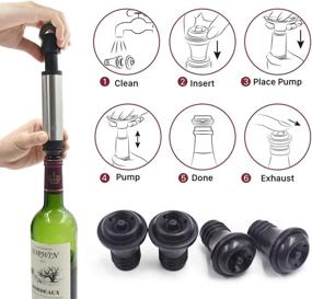 img 1 attached to 🍷 YOSH Wine Saver Vacuum Pump Set with 4 Reusable Wine Bottle Stoppers - Ideal Father's Day Gift for Wine Enthusiasts, Women, Parents, Bartenders, and More!