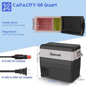 img 3 attached to 🚗 AstroAI 58 Quart Portable Freezer Car Refrigerator 55L (-4℉~68℉), 12V/24V DC and 110V AC, Compressor Refrigerator for Car, RV, Truck, Van, Camping, and Home