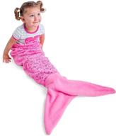 🧜 vibrant pink mermaid tail blanket for kids - luxuriously soft and cozy plush fleece lined cutout lace snuggle blanket for little girl toddler logo