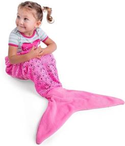 img 1 attached to 🧜 Vibrant Pink Mermaid Tail Blanket for Kids - Luxuriously Soft and Cozy Plush Fleece Lined Cutout Lace Snuggle Blanket for Little Girl Toddler