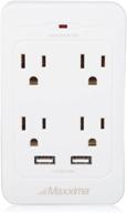 🔌 maxxima 4 outlet usb adaptor plug with dual ports, grounded 3.1a charging, and 800 joules surge protector logo