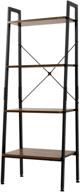 📚 rustic brown 4-tier wood-look industrial ladder shelf - azl1 life concept bookshelf for bathroom and living room with metal frame логотип