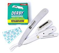 💈 macs professional barber straight edge razor: salon quality shave with 100 derby blades - easy blade replacement, ideal for pro barbers and personal use logo