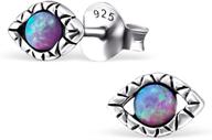 💎 opulent antique style synthetic opal silver earrings - sterling silver 925 studs (e23675) logo