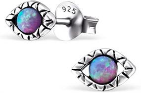 img 1 attached to 💎 Opulent Antique Style Synthetic Opal Silver Earrings - Sterling Silver 925 Studs (E23675)