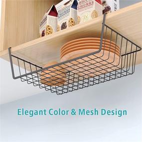 img 1 attached to 📦 Swedecor 4 Pack Under Shelf Wire Basket Storage Organizer - Black, Ideal for Pantry, Cabinet, and Under Cabinet Baskets for Storage