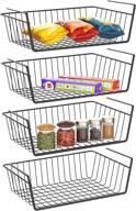 📦 swedecor 4 pack under shelf wire basket storage organizer - black, ideal for pantry, cabinet, and under cabinet baskets for storage logo