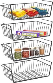 img 4 attached to 📦 Swedecor 4 Pack Under Shelf Wire Basket Storage Organizer - Black, Ideal for Pantry, Cabinet, and Under Cabinet Baskets for Storage