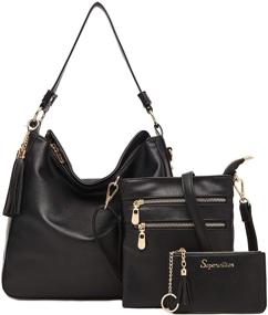 img 4 attached to 👜 Soperwillton Women's Fashion Handbag Shoulder Satchel with Wallets