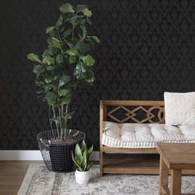 img 2 attached to 🌹 USA-Made Tempaper Black Damsel Peel and Stick Floral Wallpaper | Removable | 20.5 in X 16.5 ft