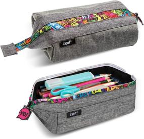 img 4 attached to 🖋️ Sleek and Spacious: ZIPIT Lenny Pencil Case for Adults and Teens - Grey