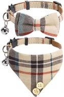 2 packs classic plaid check gingham bow tie cat collar bandana - adjustable size with bell - perfect for cats, small dogs, and puppies logo